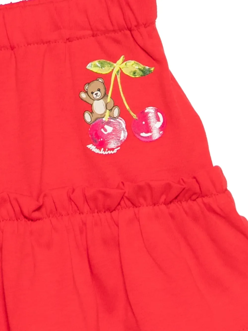 Юбка с оборками и принтом мишек Moschino Kids, красный — фото 3