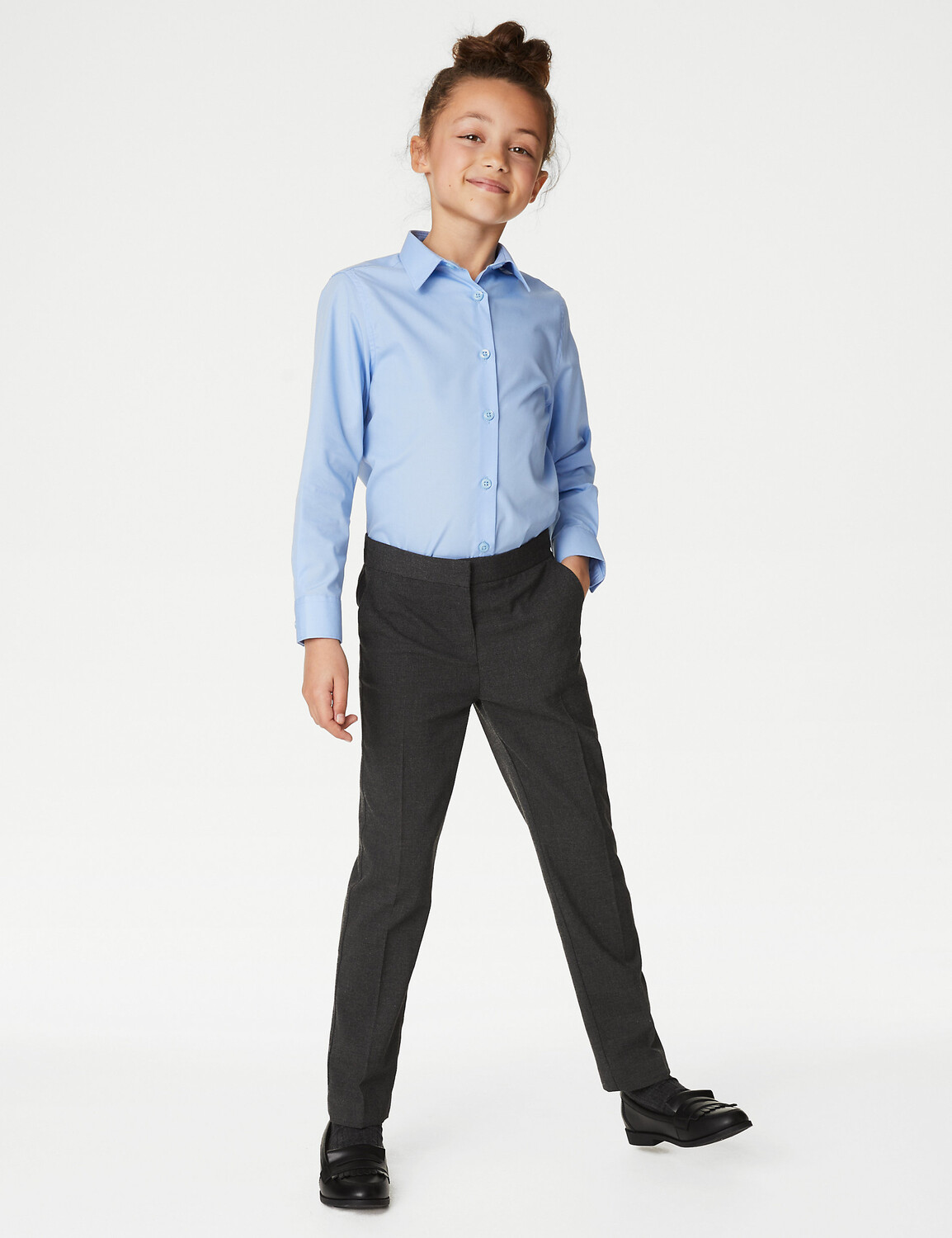 

Школьные брюки узкого кроя для девочек (2–18 лет) Marks & Spencer, серый