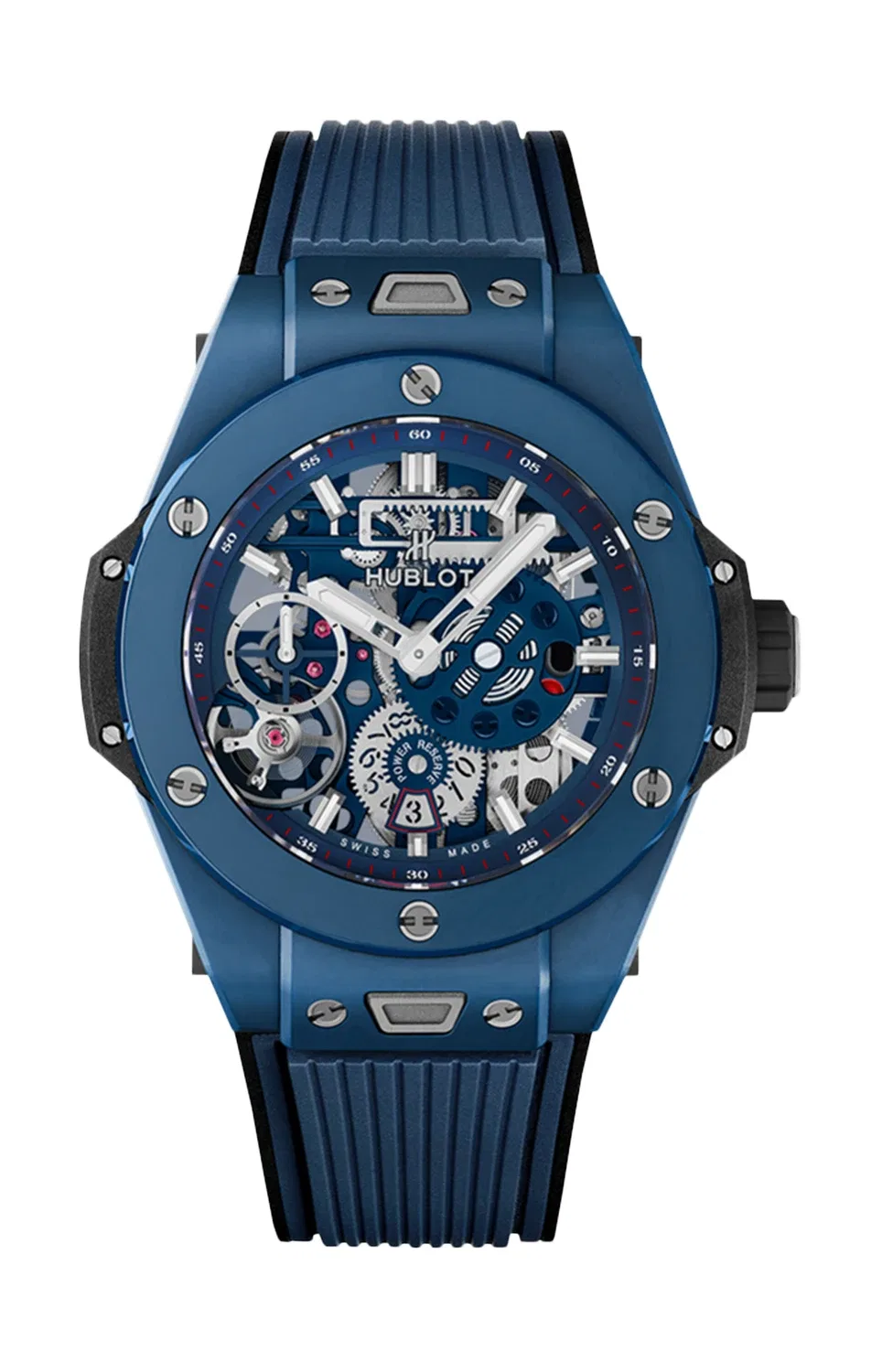 Биг Бэнг Мека-10 Керамик Блю - 414.EX.5123.RX HUBLOT, серебряный