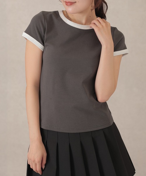 

Футболка женская хлопковая с круглым вырезом и короткими рукавами Lace Ladies, темно-серый