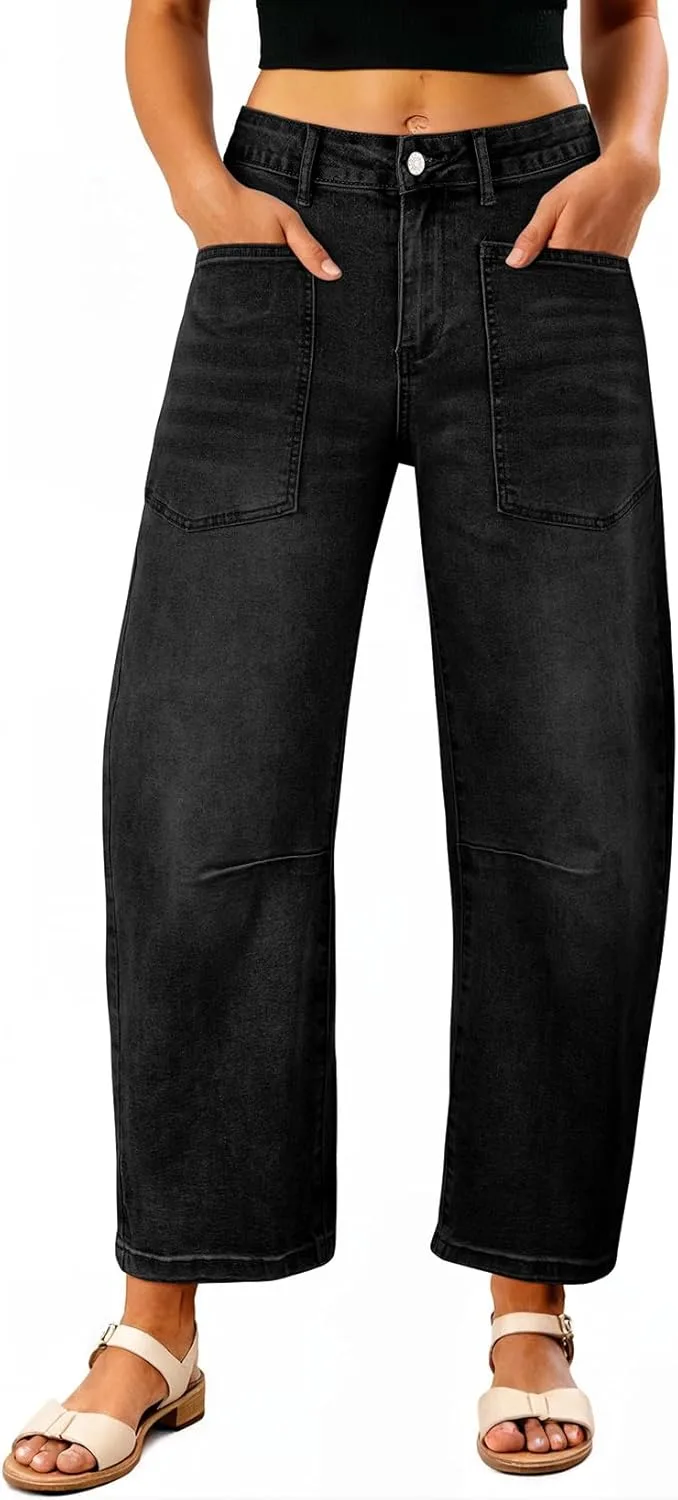 

EVALESS женские джинсы baggy barrel с высокой талией и широкими штанинами