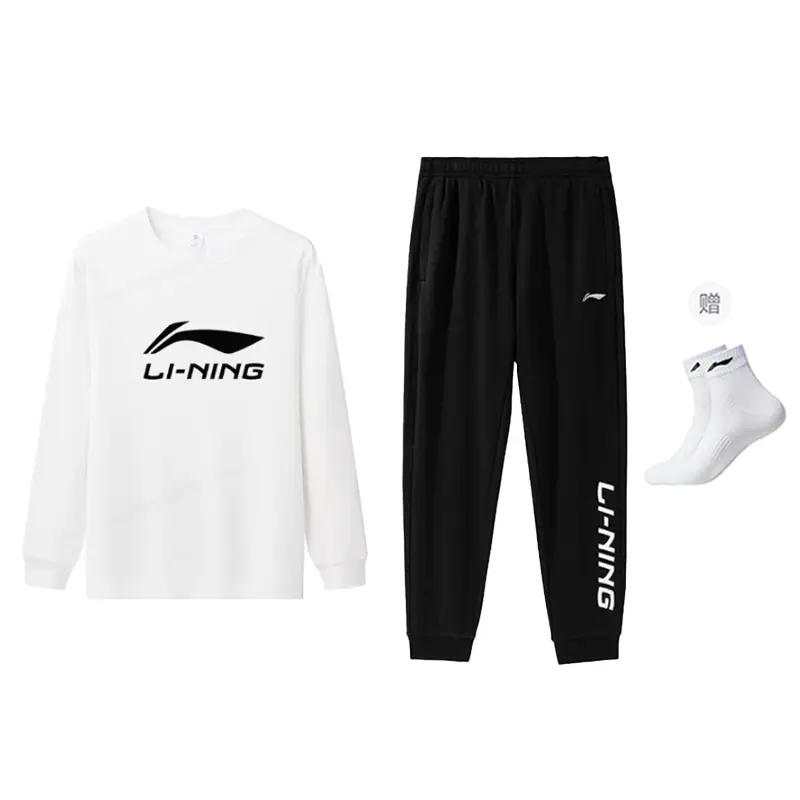 

Li-Ning Casual Sportswear Unisex, белый sweatshirt+черный cuffed sweatpants with li-ning socks
