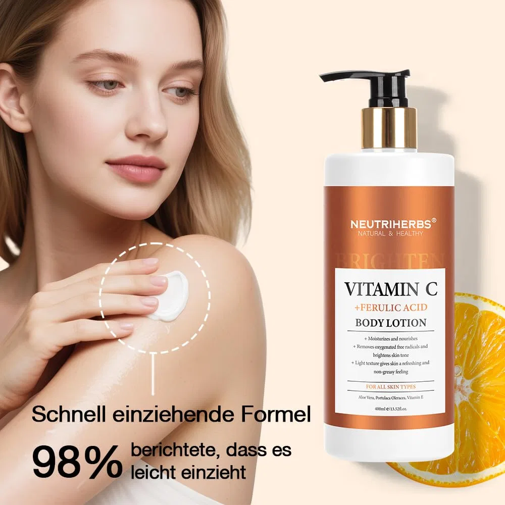 Увлажняющий лосьон для тела с витамином C Neutriherbs, 400 мл Neutriherbs, Vitamin C - Brighten Skin — фото 2