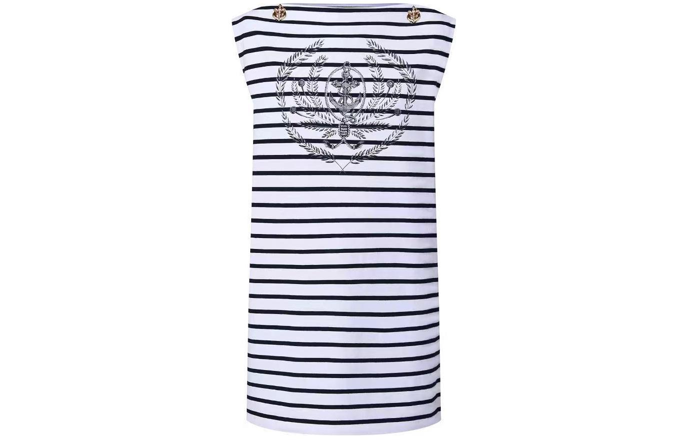 

Полосатое платье-футболка с якорем LOUIS VUITTON, разноцветное