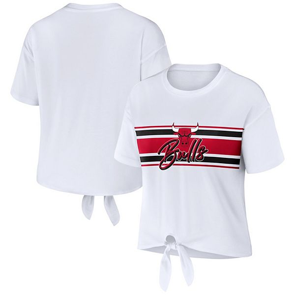 

Женская белая футболка Chicago Bulls с завязкой спереди Wear By Erin Andrews, Белый, Женская белая футболка Chicago Bulls с завязкой спереди Wear By Erin Andrews