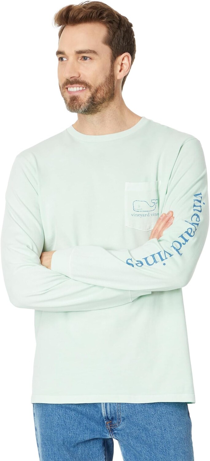 

Футболка Vineyard Vines Vintage Whale LS GD Pocket Tee, цвет Mist Green