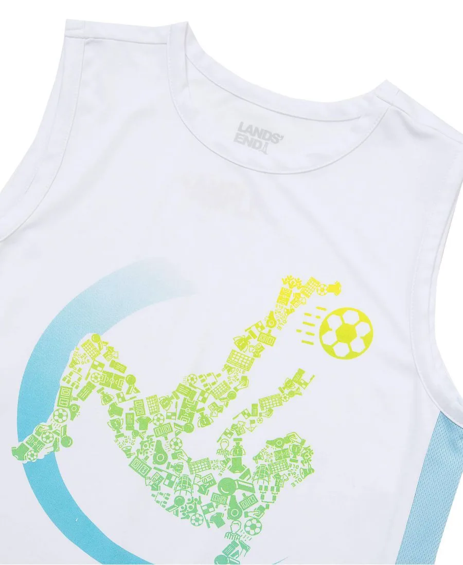 Детская спортивная футболка из трикотажа Lands' End, soccer/белый — фото 3
