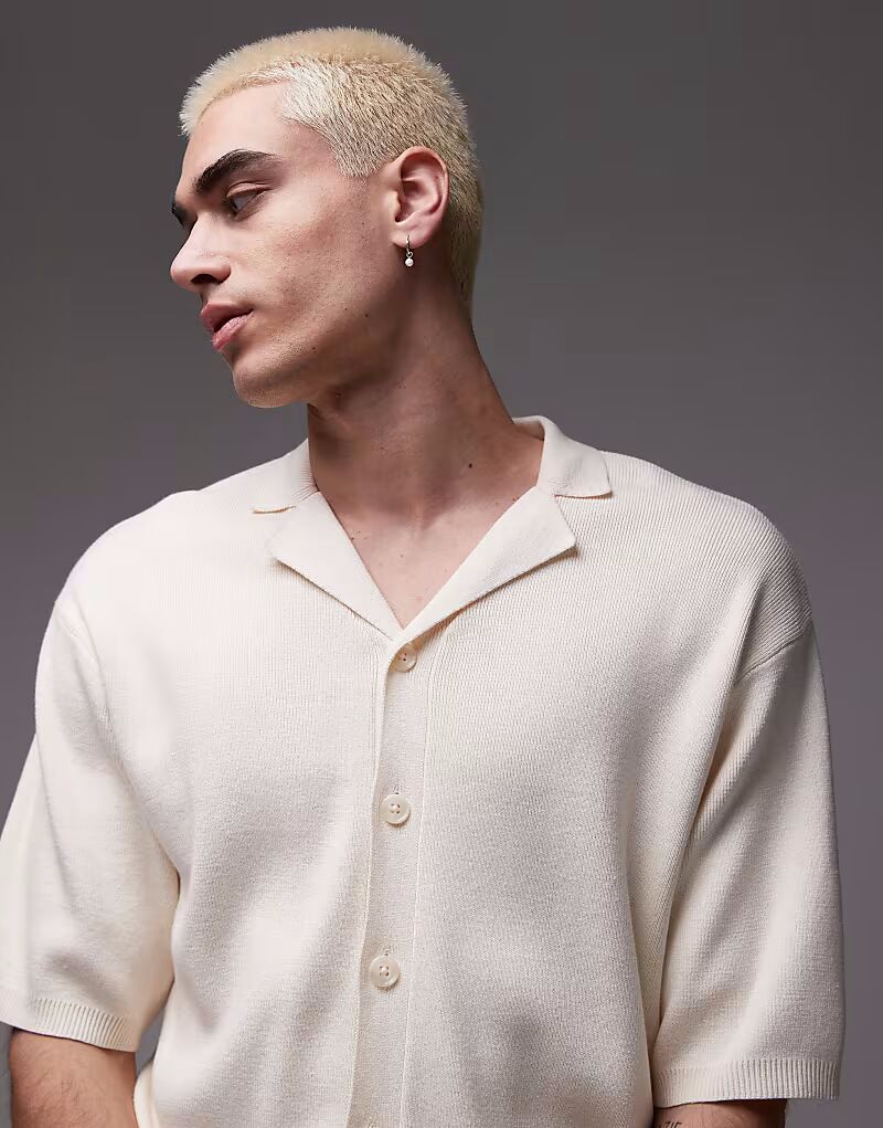 

Трикотажное поло Topman с воротником Revere цвета экрю
