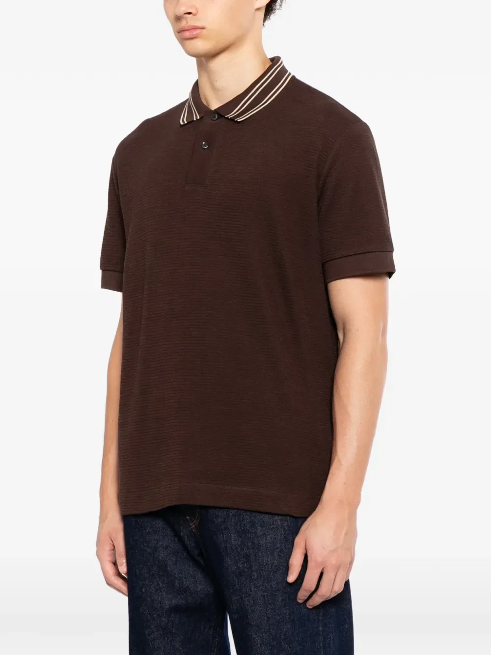 Хлопковая рубашка поло Boss, коричневый — фото 3