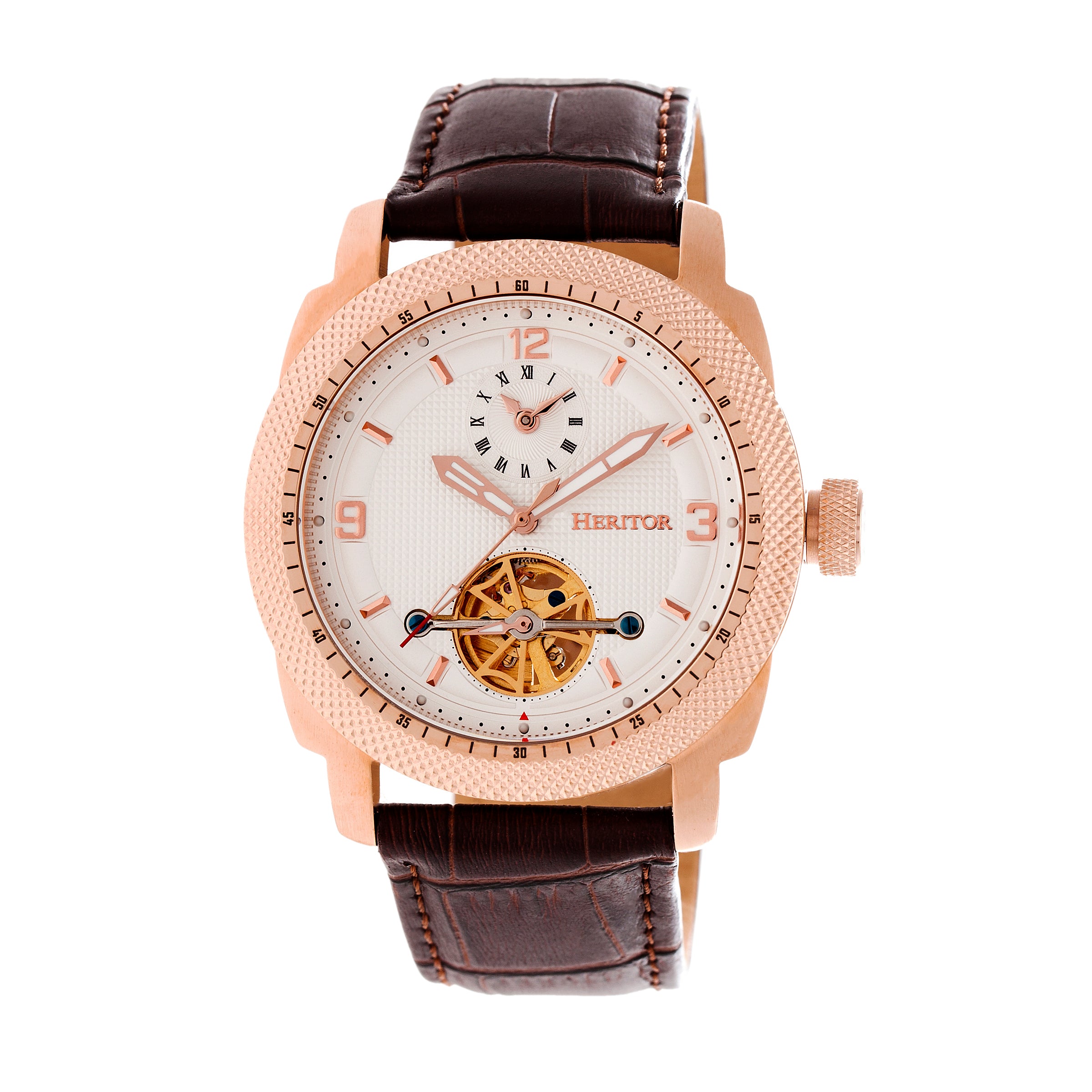 

Часы Helmsley Semi-Skeleton с кожаным ремешком Heritor Automatic, розовый