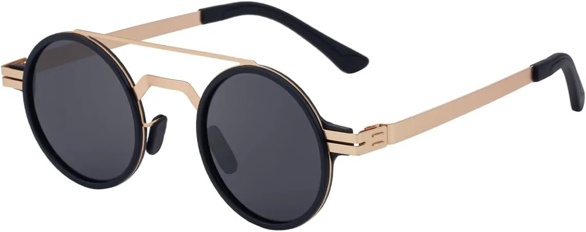 

Мужские солнцезащитные очки в стиле ретро с защитой от УФ-излучения — круглая оправа европейского и американского типа, конструкция из двух стальных реек GFYFJXJT, C4