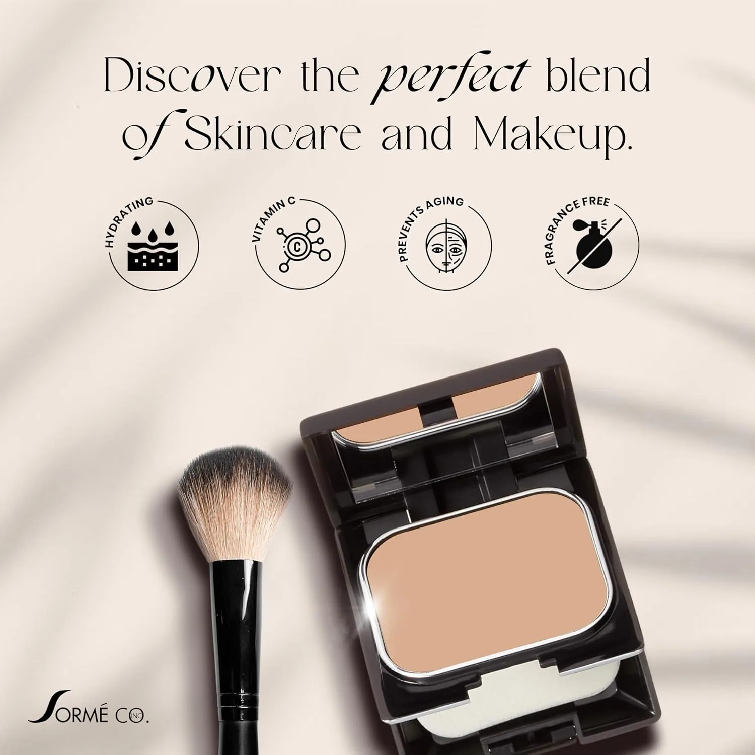 SORMÉ Believable Wet & Dry Powder Foundation, оттенок Rosey Beige, сменный блок, без отдушек, среднее и полное покрытие, матово-естественный финиш, с витамином C и AHA, для чувствительной кожи, 25 мл, Rosey Beige — фото 4