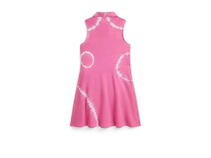 Платье поло с галстуком ти-дай Tie-Dye Faux-Wrap Mesh Polo Dress Polo Ralph Lauren Kids, Faded Mint/Old Royal — фото 2