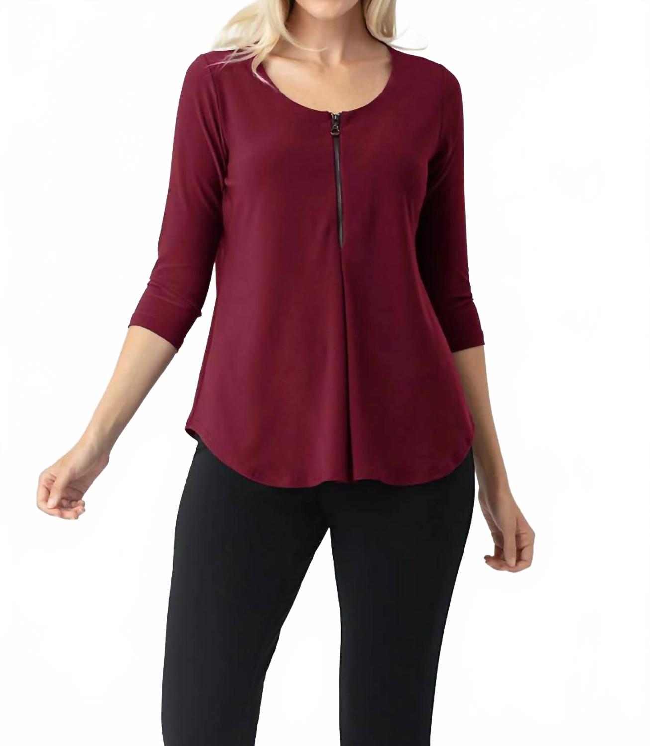 

Топ Zest Henley с рукавами 3/4 в гранатовом цвете Sympli, Pomegranate