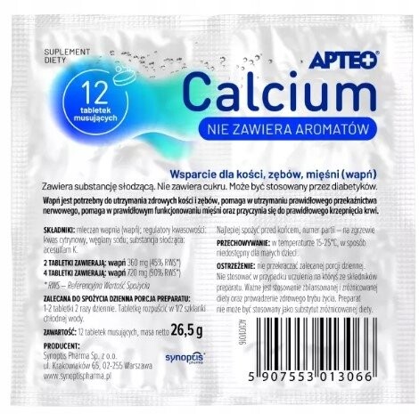 

Calcium Apteo Lime Allergy, 12 шипучих таблеток Apteo