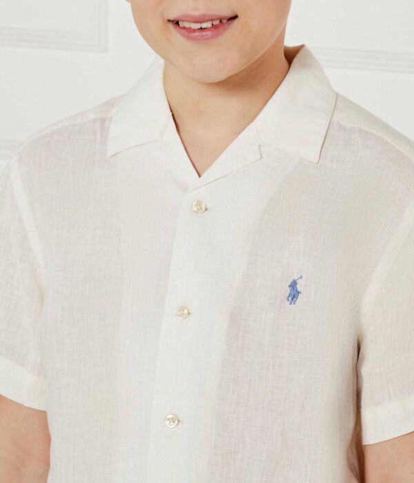 Льняная рубашка Loose fit Polo Ralph Lauren, экрю — фото 4