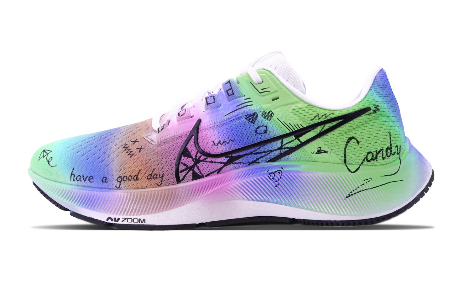 

Кроссовки Pegasus 38 мужские низкие розовые, зеленые, синие Nike