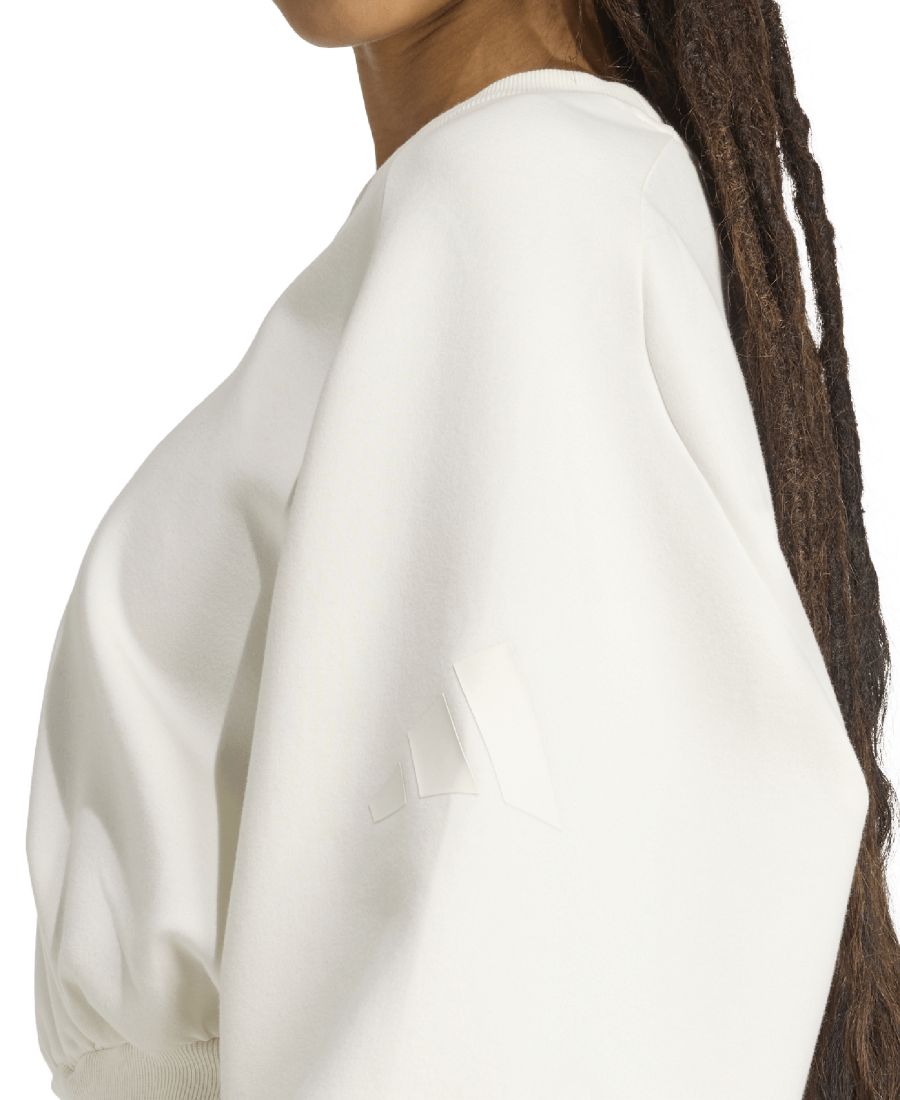 Женская мягкая толстовка Soft Lux с свободным круглым вырезом Adidas, Off White — фото 4