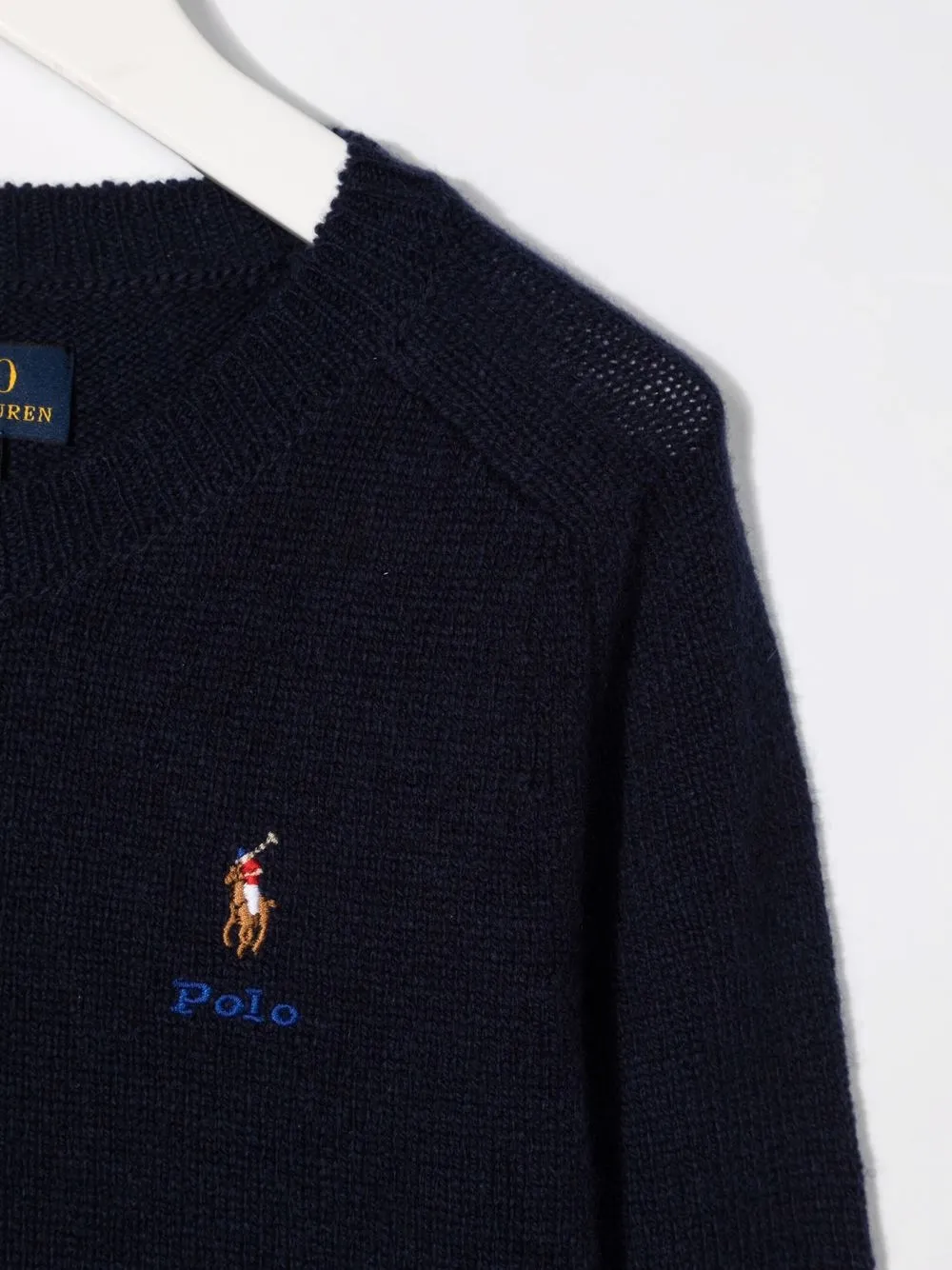 Худи с вышивкой Polo Pony и отделкой в рубчик POLO RALPH LAUREN KIDS, синий — фото 3
