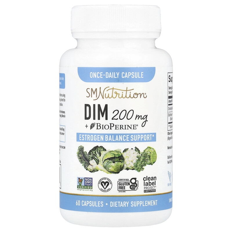 

SMNutrition, DIM + BioPerine, 60 капсул