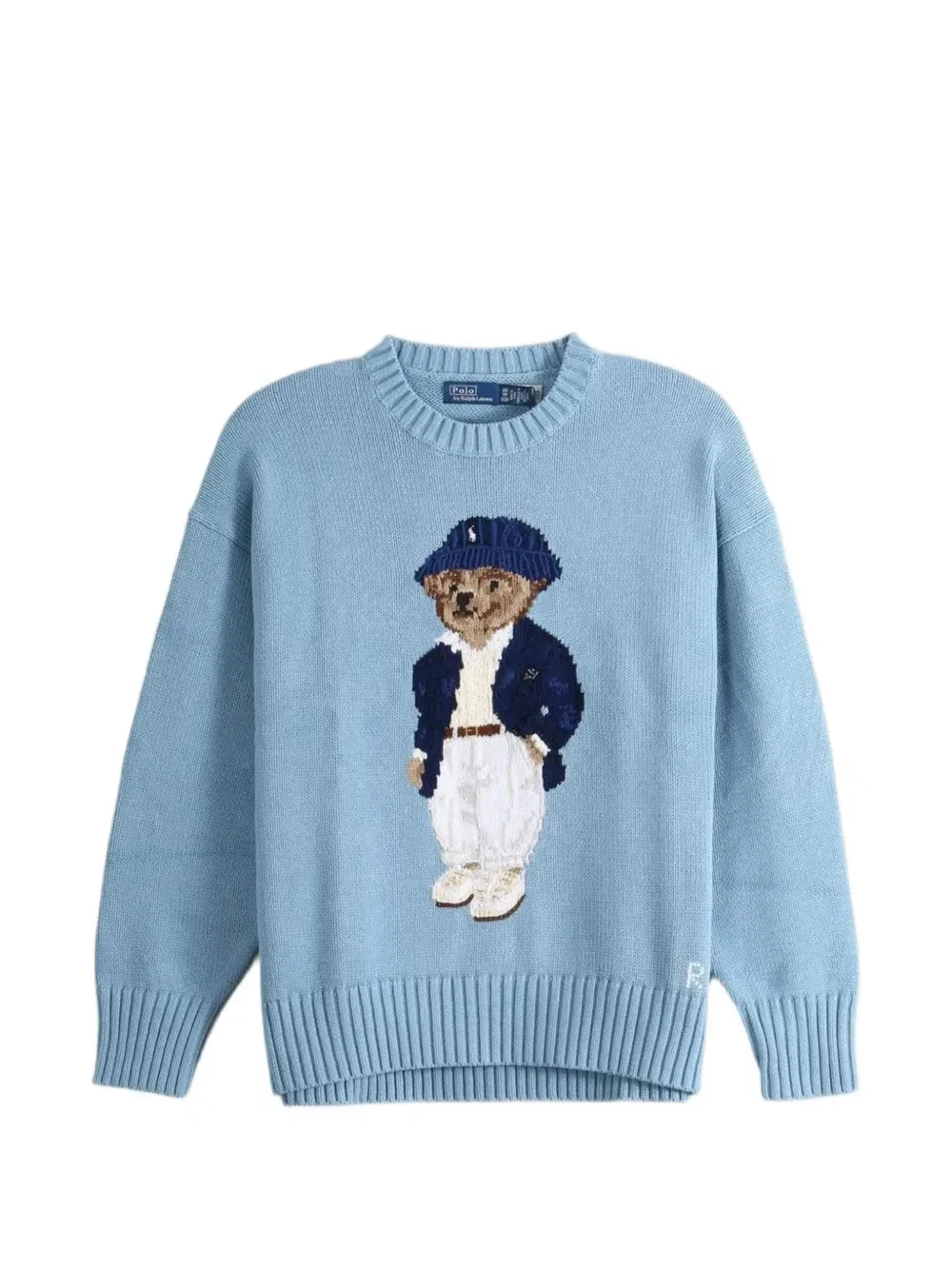 Свитер с интарсией и медведем Поло POLO RALPH LAUREN, синий