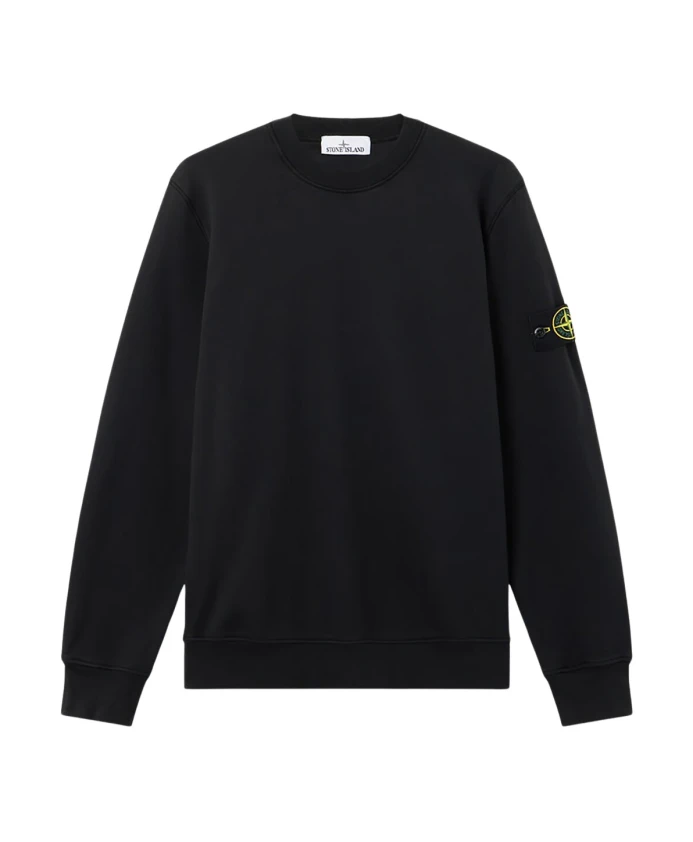 

Хлопковая флисовая толстовка с круглым вырезом Stone Island, черный