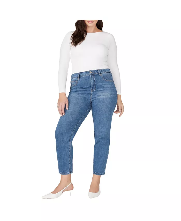 

Джинсы Leigh Super Stretch Slim Leg размера Plus ELOQUII, синий