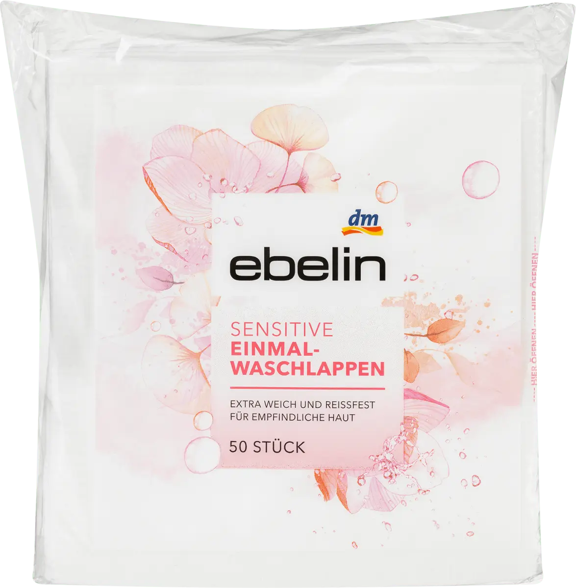 

Одноразовые мочалки Sensitive 50 шт. ebelin