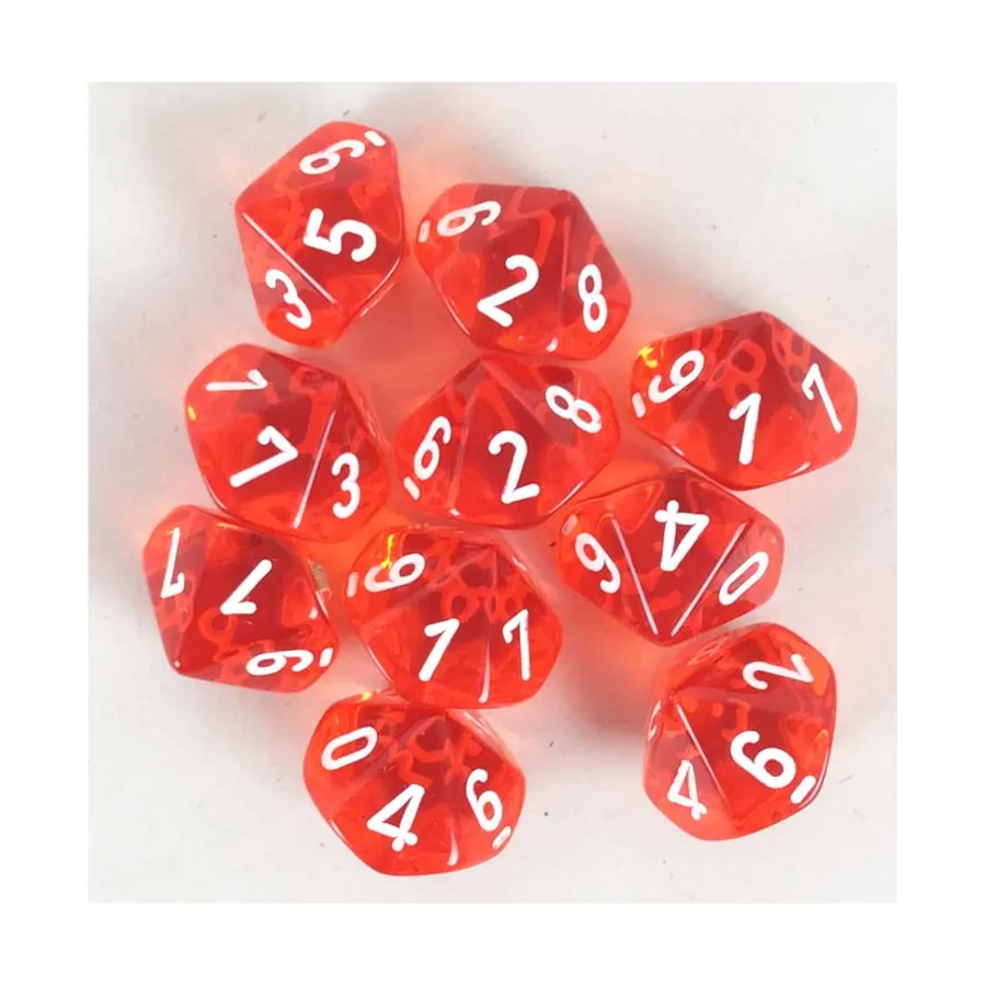 

d10 Оранжевый с белым (10), Dice - Translucent - d12 & d10 & d20 (Chessex)