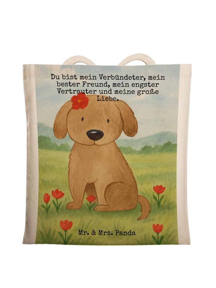 

Mr. & Mrs. Panda Сумка-шоппер с дизайном "Девушка с собакой" и надписью, белого цвета