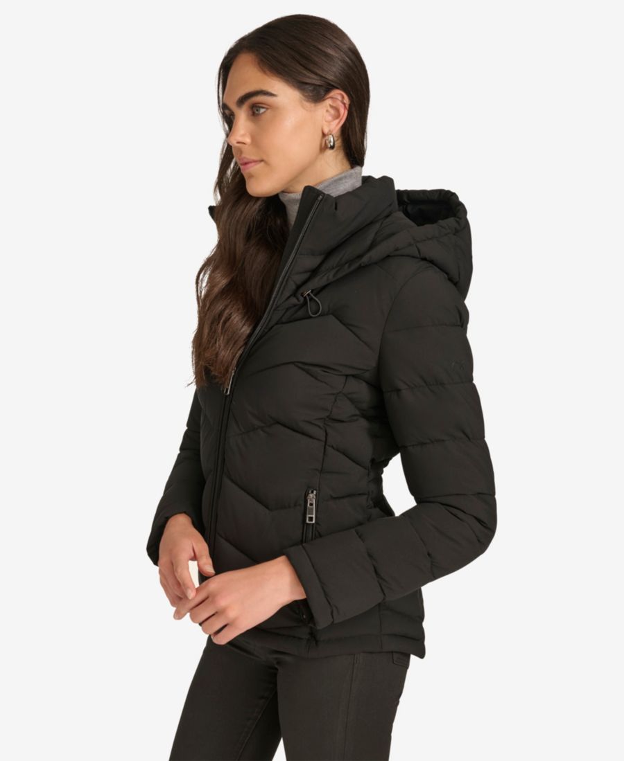 Женская короткая куртка-пуховик на молнии с капюшоном Calvin Klein, Black — фото 3