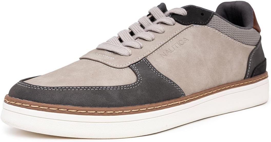 

Мужские классические кроссовки на шнуровке Nautica с низким верхом - стильная и удобная повседневная обувь, Grey-savar