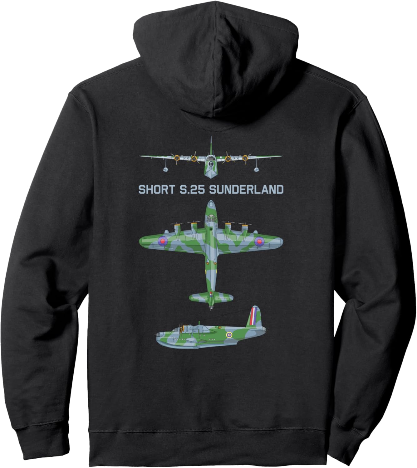 

Короткая толстовка S.25 Sunderland Flying Boat Commandment Bomber Plane Ww2 Airplanes By Maljay, черный