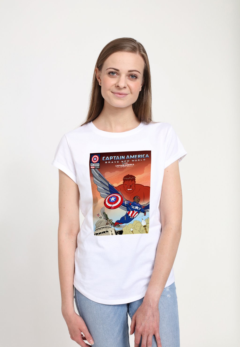 

Футболка с принтом CAPTAIN AMERICA BRAVE NEW WORLD Henry Tiger, белый