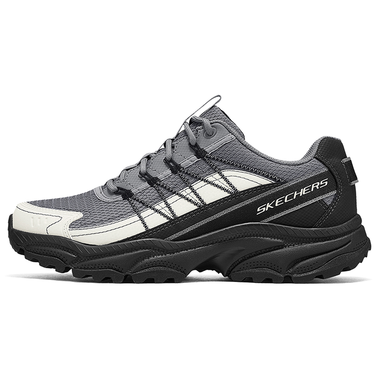 

Skechers Мужские износостойкие кроссовки Rebound Low Top для походов на открытом воздухе, черно-серые