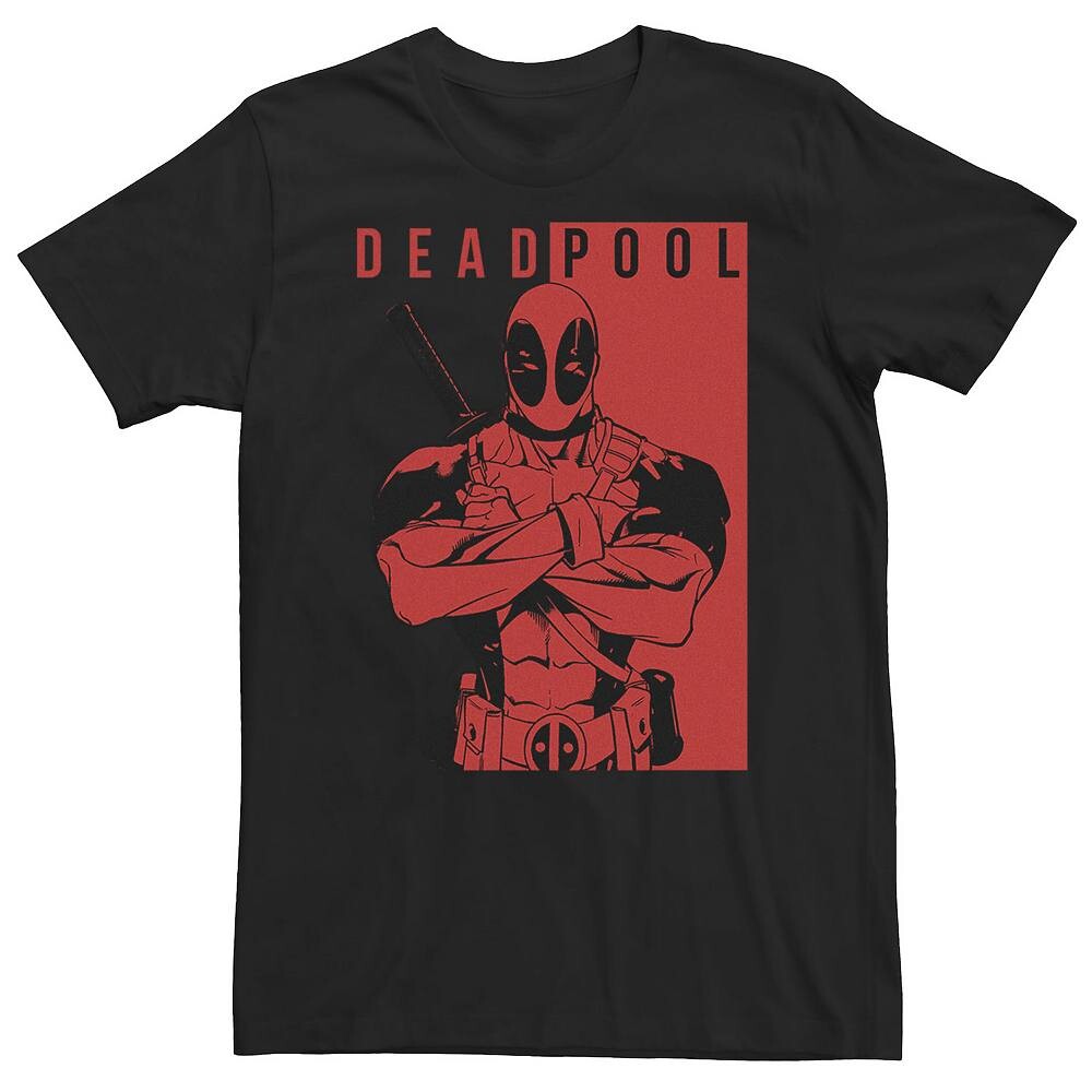 

Двухцветная футболка с портретом Big & Tall Marvel Deadpool, черный