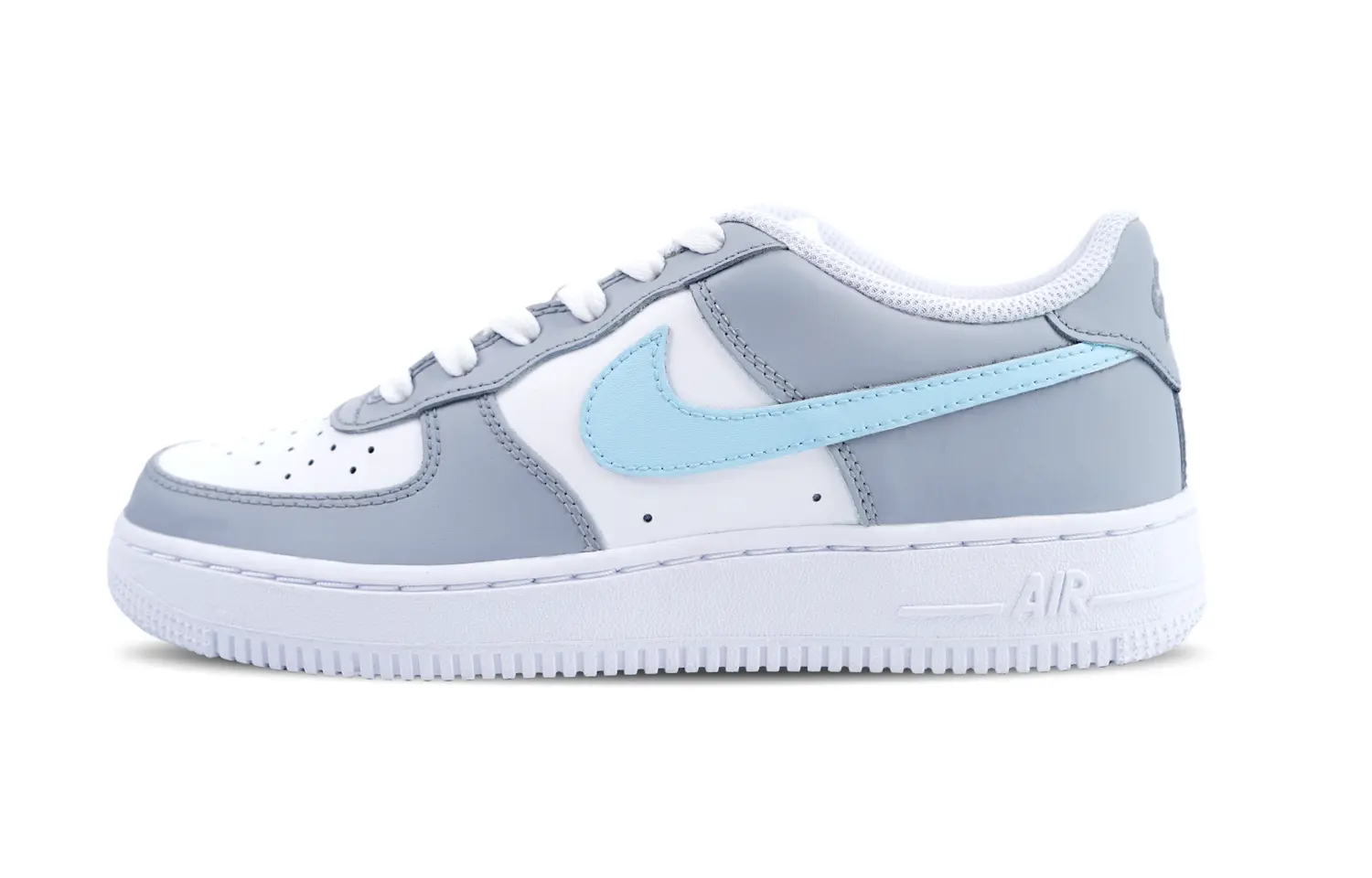 Nike Детские кроссовки для скейтбординга Air Force 1 Low Top, серо-синие, для подростков — фото 2