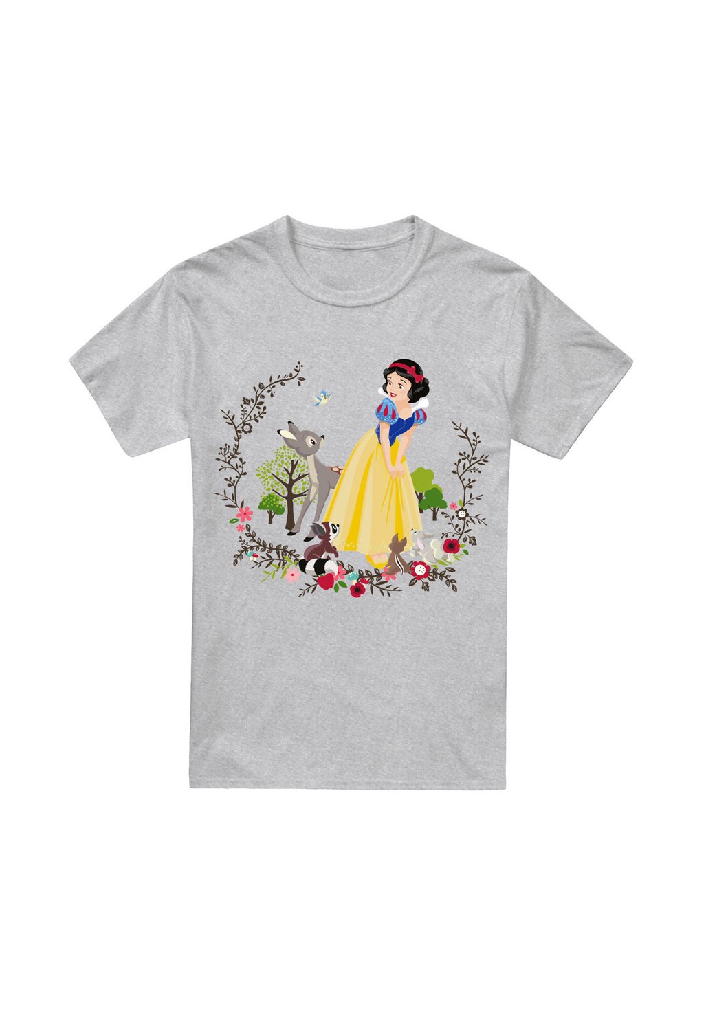 

Футболка с принтом SNOW WHITE AND HER FOREST FRIENDS Disney, серый