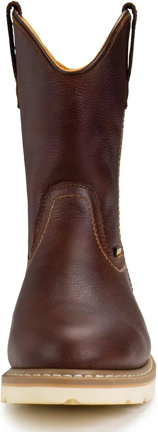 

Мужские рабочие ботинки Wellington, 10 дюймов, водонепроницаемые, со стальным носком, прошивка Goodyear, цельная зернистая кожа, рейтинг EH, коричневый, SUREWAY