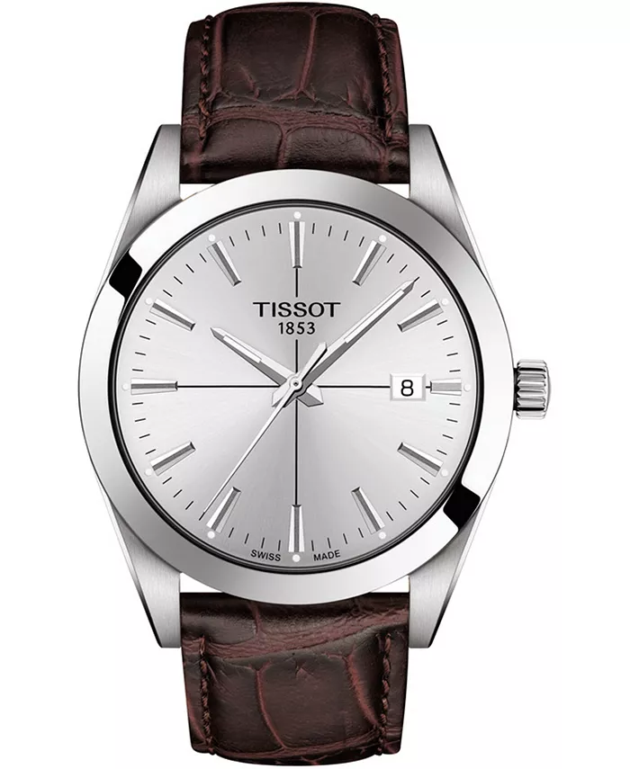 

Мужские часы Swiss Gentleman с коричневым кожаным ремешком, 40 мм Tissot