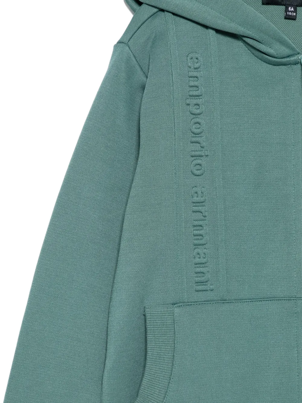Толстовка на молнии с капюшоном и логотипом Emporio Armani Kids, зеленый — фото 3