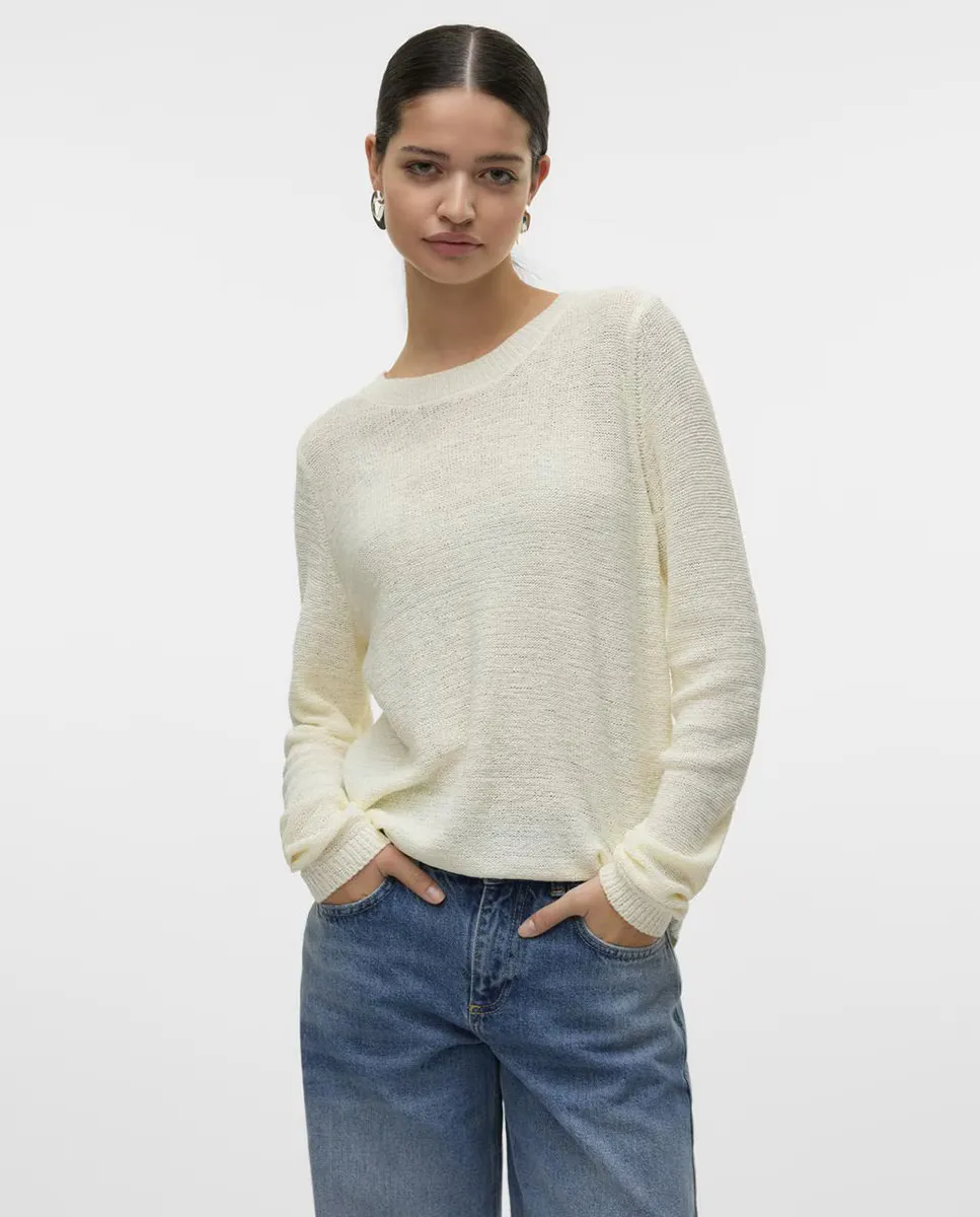 

Женский свитер тонкой вязки с длинными рукавами Vero Moda, цвет Blanco hielo
