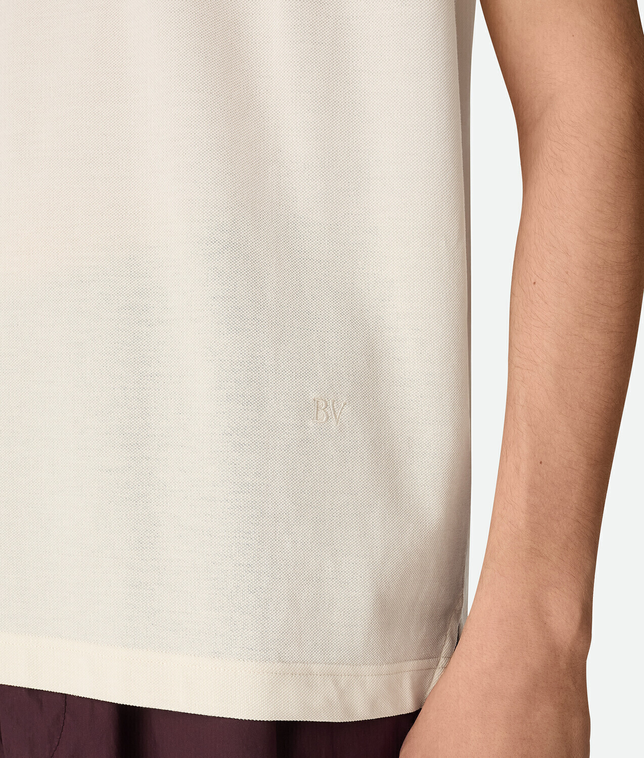 Fine cotton jersey polo BOTTEGA VENETA, бледный безе — фото 4