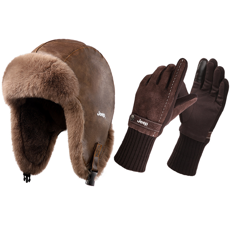 

Кожаная шапка-траппер для мужчин Jeep, коричневый