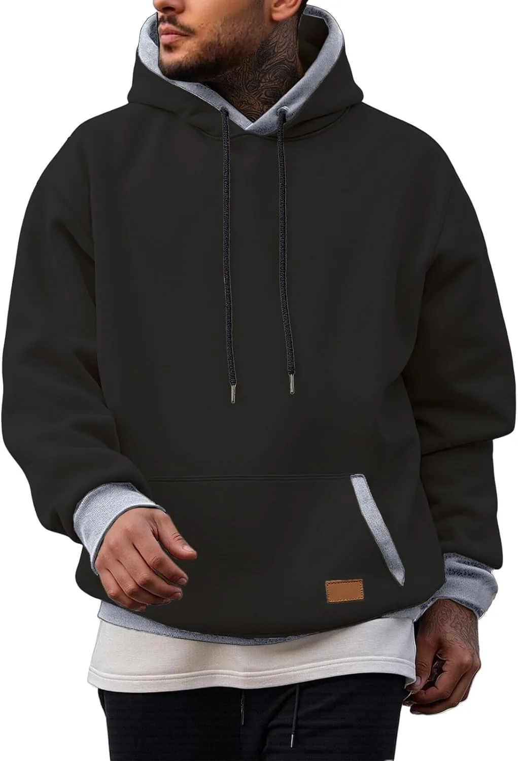 

Мужской свитшот Cotton Casual Hoodies, легкий оверсайз с капюшоном и карманом Zyuoel