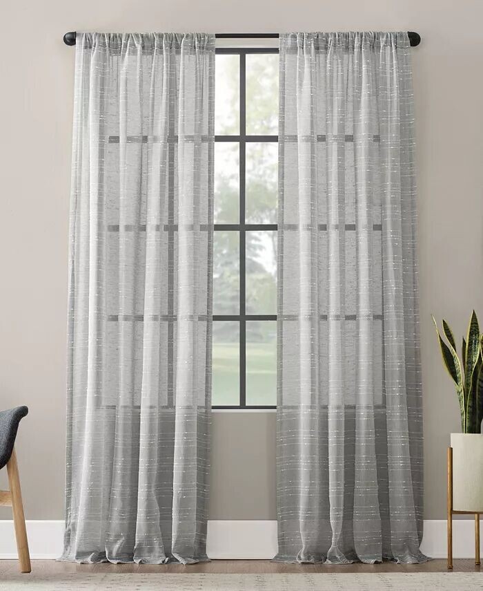 

Текстурированная противопылевая шторная штора Slub Stripe, 52 x 63 дюйма Clean Window, серый