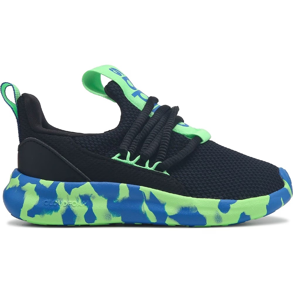 Детские туфли Adidas lite racer adapt 7.0 slip on для маленьких/больших детей, черный/зеленый/синий — фото 2