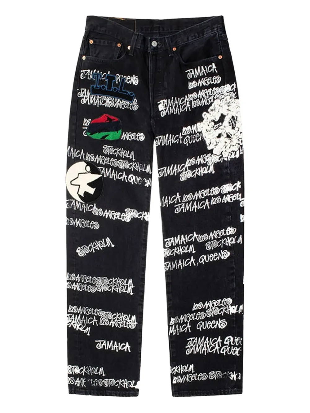 

Прямые джинсы X Stussy x Our Legacy Denim Tears, черный