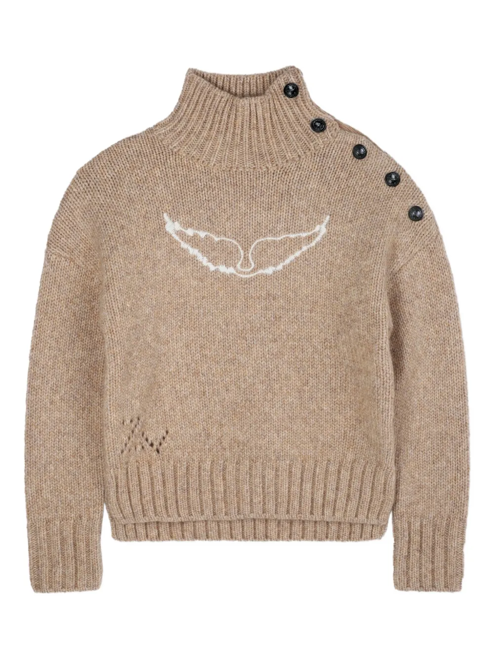 

Свитер с высоким воротником и пуговицами Zadig & Voltaire Kids, коричневый