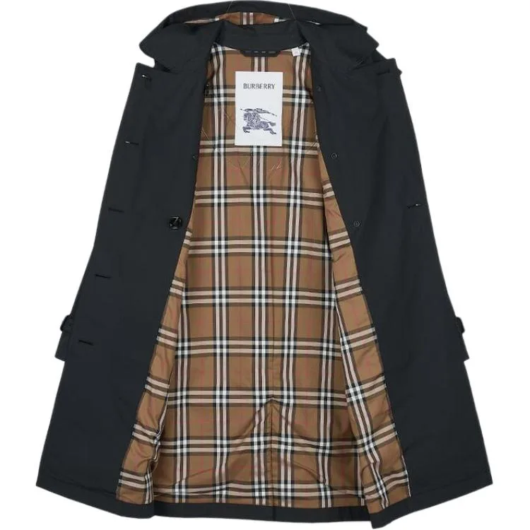 Тренч Burberry SS26, женский, черный, стиль главной улицы — фото 3